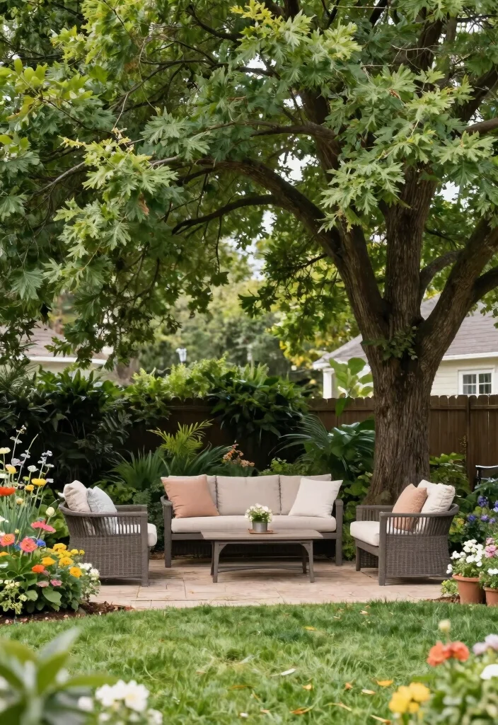 15 Covered Backyard Patio Ideas for All Weather Outdoor Living 10. Sustainable Shade Trees 0