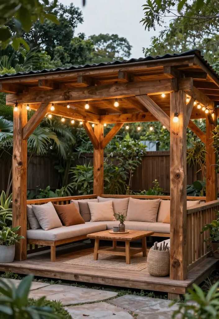 15 Covered Backyard Patio Ideas for All Weather Outdoor Living 12. Reclaimed Wood Pavilion 0