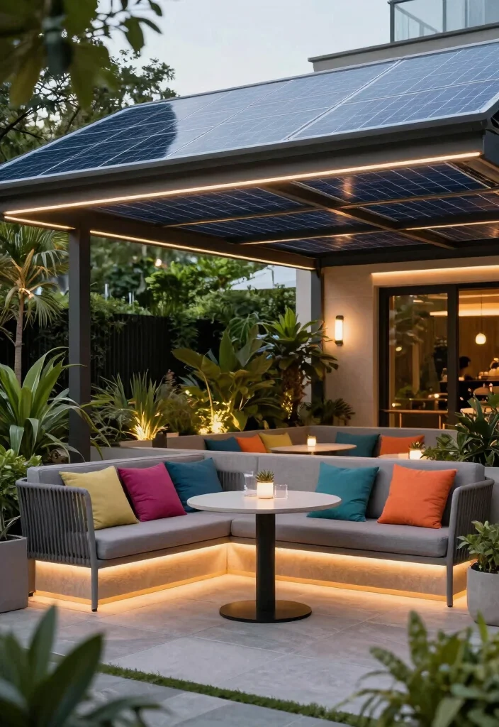 15 Covered Backyard Patio Ideas for All Weather Outdoor Living 13. Solar Powered Canopy 0