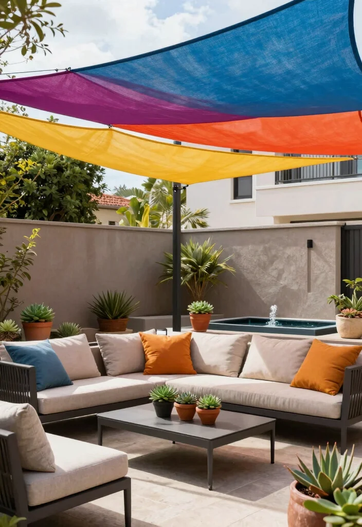 15 Covered Backyard Patio Ideas for All Weather Outdoor Living 6. Shade Sail Oasis 0