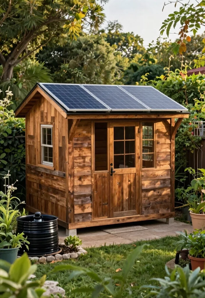 10 Backyard Shed Ideas That Add Storage and Style 25 10 Backyard Shed Ideas for Storage and Visual Interest 5. Eco Friendly Shed with Solar Panels 0