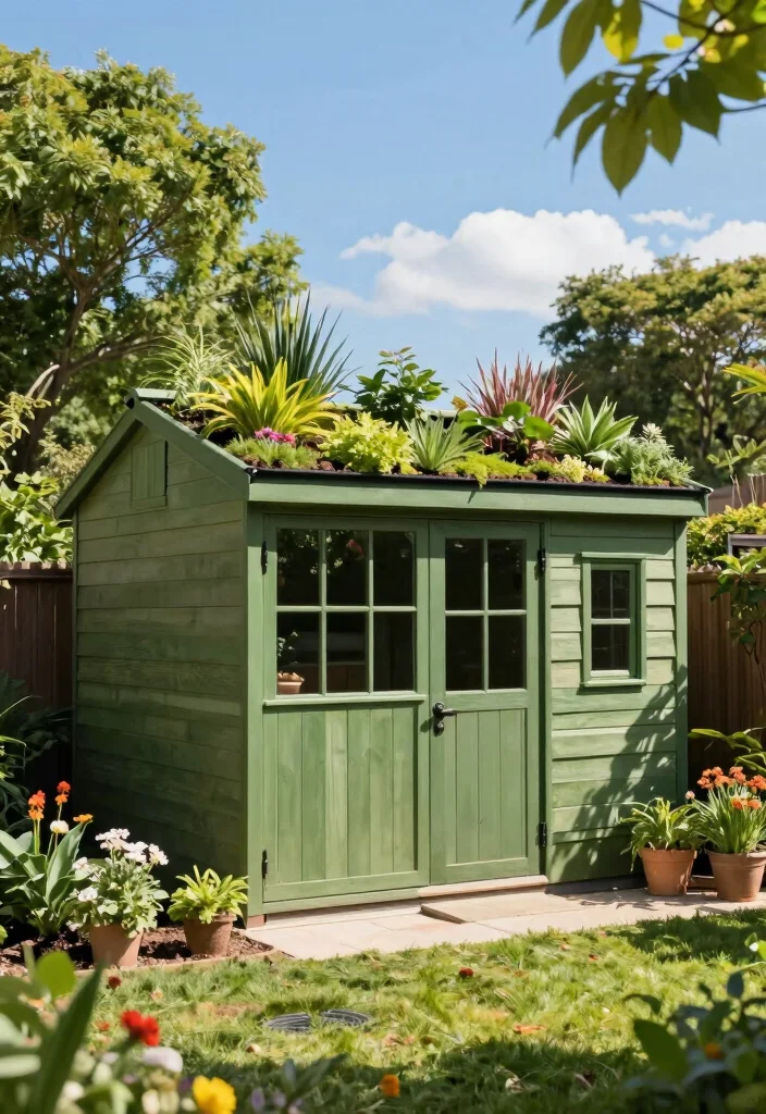 10 Backyard Shed Ideas That Add Storage and Style 26 10 Backyard Shed Ideas for Storage and Visual Interest 6. Shed with Green Roof 0