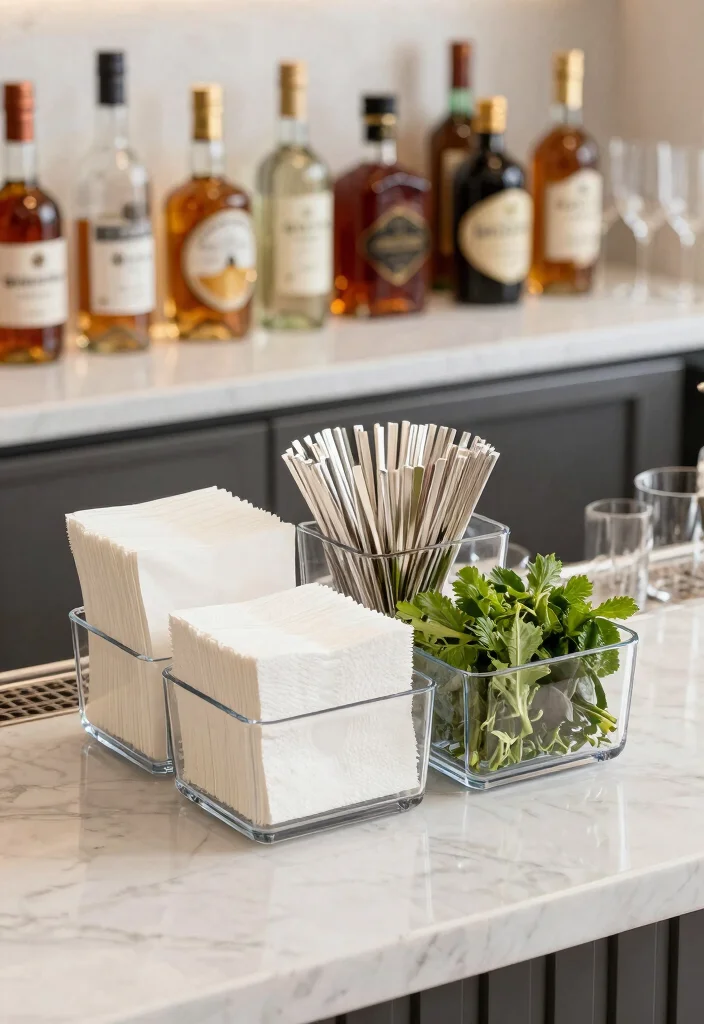 10 Bar Organization Ideas for Home Entertaining 4. Use Clear Storage Containers 0