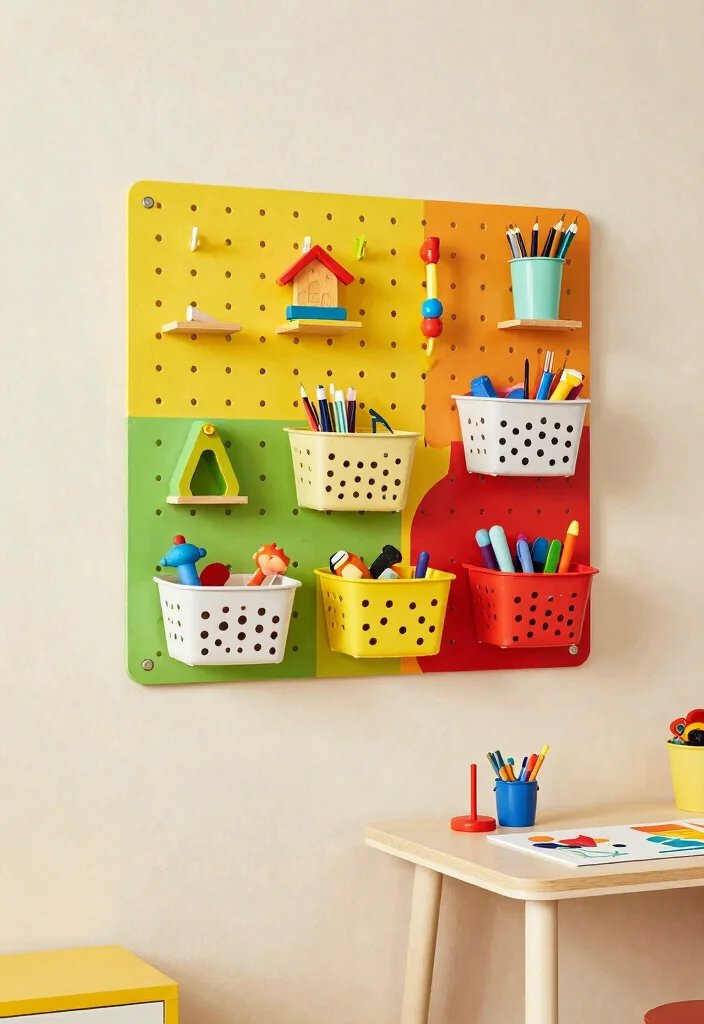 10 Boys Room Organization Ideas for Toys Clothes and Gear 6. Pegboards for Flexible Organization 0