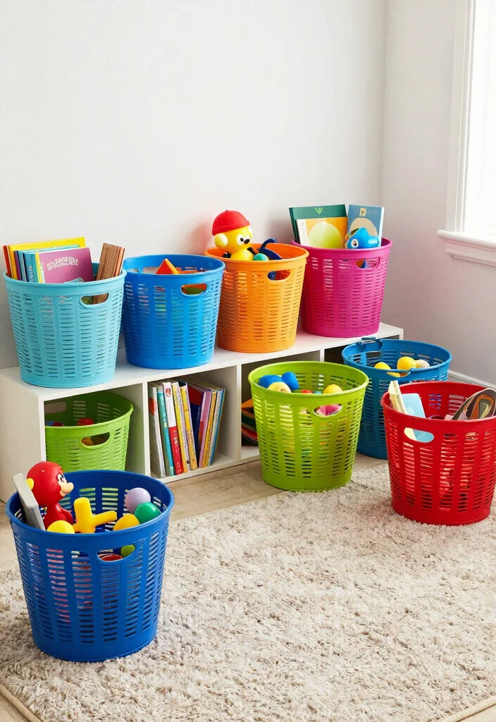 10 Boys Room Organization Ideas for Toys Clothes and Gear 9. Use of Baskets for Organized Play Areas 0