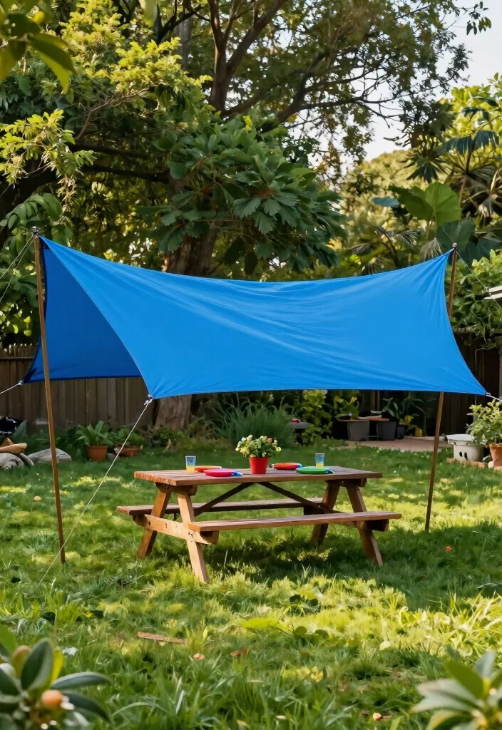 10 Budget Friendly Backyard Shade Ideas That Actually Work 1. DIY Canopy from a Tarp 0