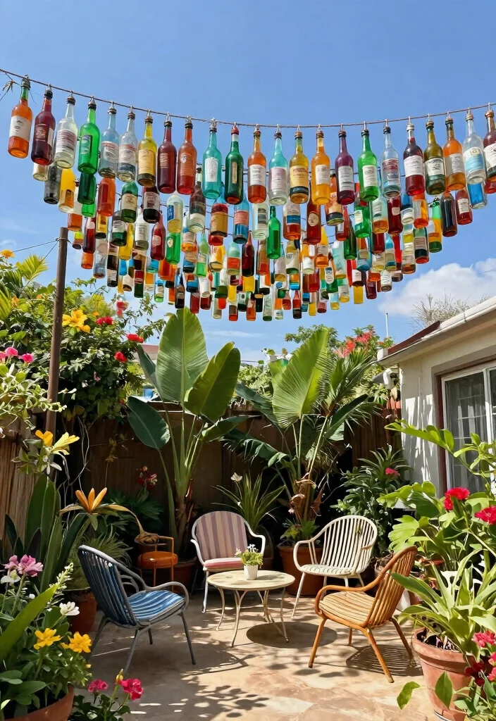 10 Budget Friendly Backyard Shade Ideas That Actually Work 10. Recycled Bottles and Cans Shade 0