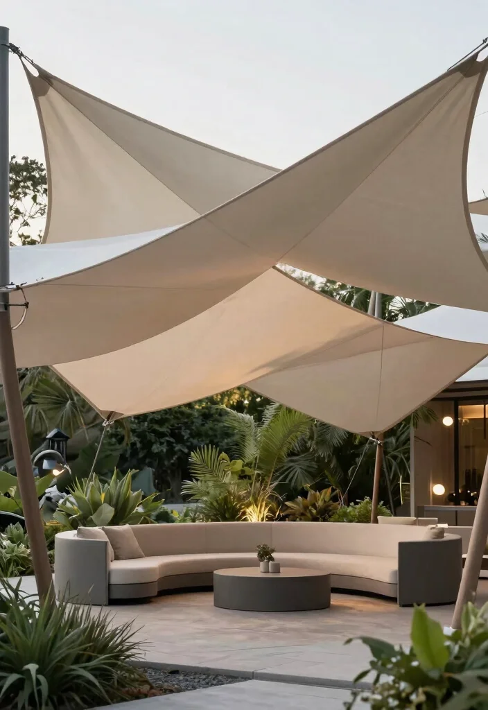 10 Budget Friendly Backyard Shade Ideas That Actually Work 8. Tensioned Shade Structures 0