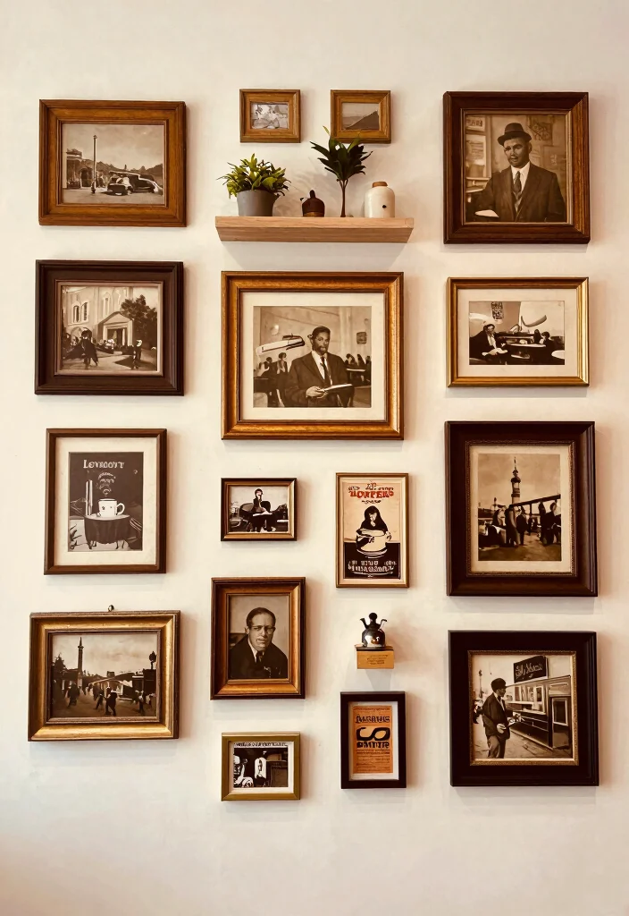 10 Cafe Wall Decor Ideas with Artistic Flair 1. Gallery Wall of Vintage Art 0