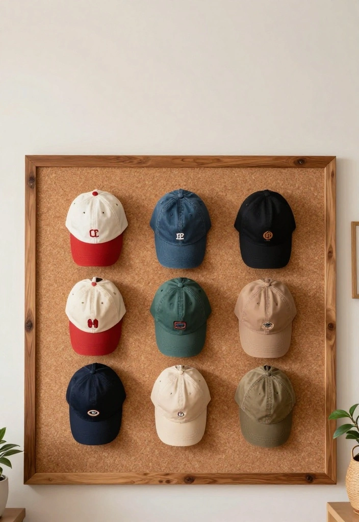 10 Cap Organization Ideas for Closets and Bedrooms 10. Creative Wall Art 0