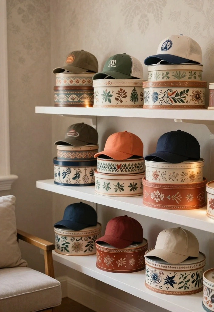 10 Cap Organization Ideas for Closets and Bedrooms 7. Hat Boxes 0
