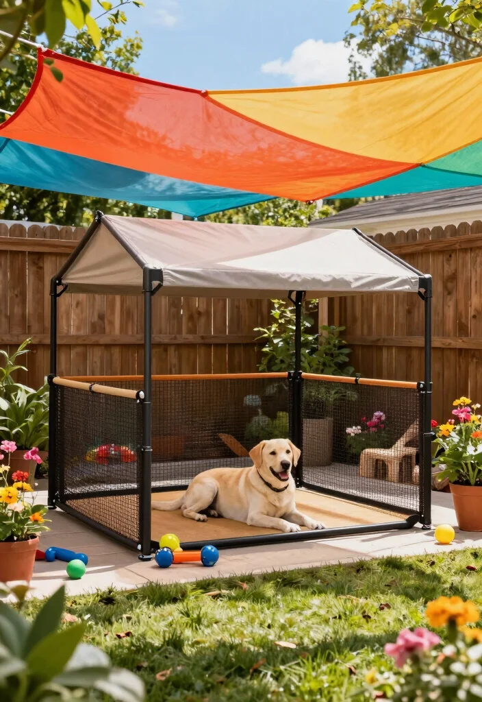 10 Cheap Dog Run Ideas for Backyards That Are Easy to Build and Safe 26 10 Cheap Dog Run Ideas for Backyards That Are Safe and Easy to Build 6. Shade Canopy Dog Run 0