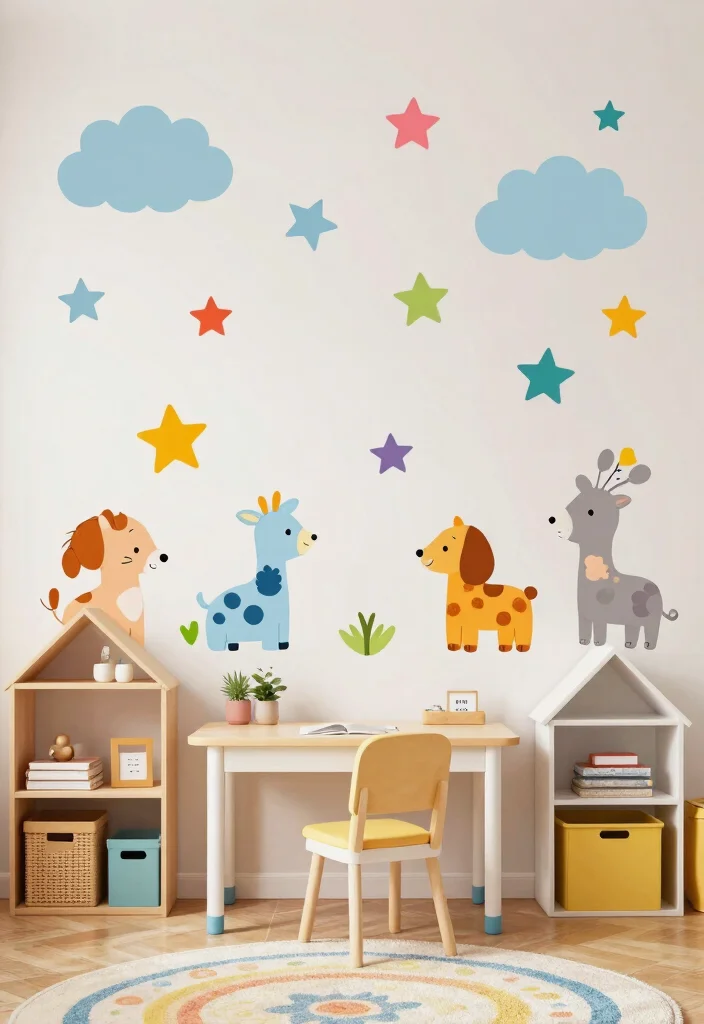 10 Cute Wall Decor Ideas for Playful Interiors 2. Whimsical Wall Decals 0