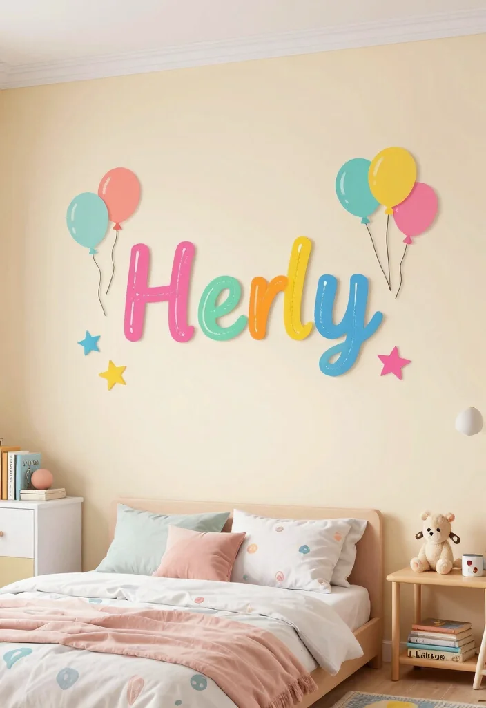 10 Cute Wall Decor Ideas for Playful Interiors 3. Customized Name Art 0
