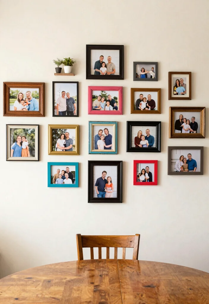 10 Dining Table Wall Decor Ideas for Balanced Layouts 1. Gallery Wall of Family Photos 0
