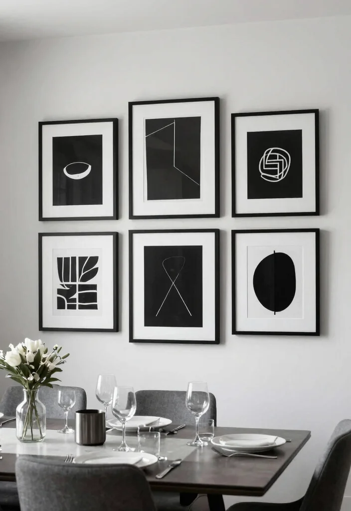 10 Dining Table Wall Decor Ideas for Balanced Layouts 10. Minimalist Black and White Art 0