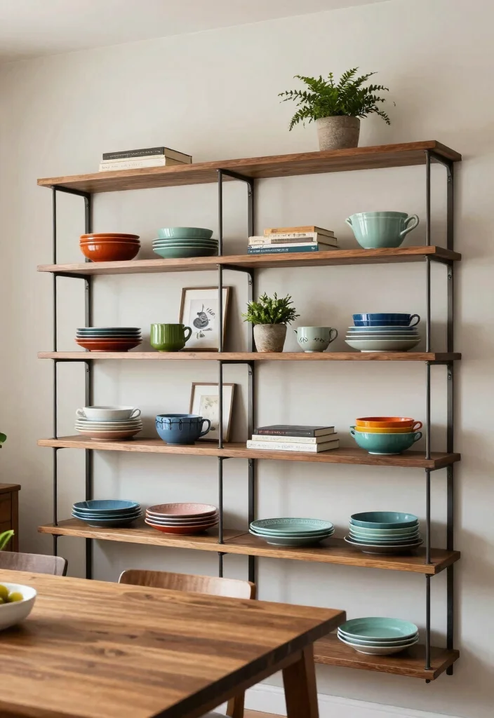 10 Dining Table Wall Decor Ideas for Balanced Layouts 4. Clever Use of Shelving 0