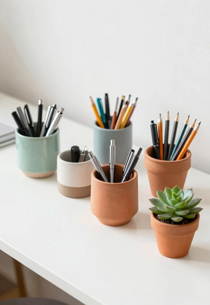 10 Dollar Tree Desk Organization Ideas with a Clean Look 48 10 Dollar Tree Desk Organization Ideas That Look Clean 8. Cute Plant Pots as Pencil Holders 0