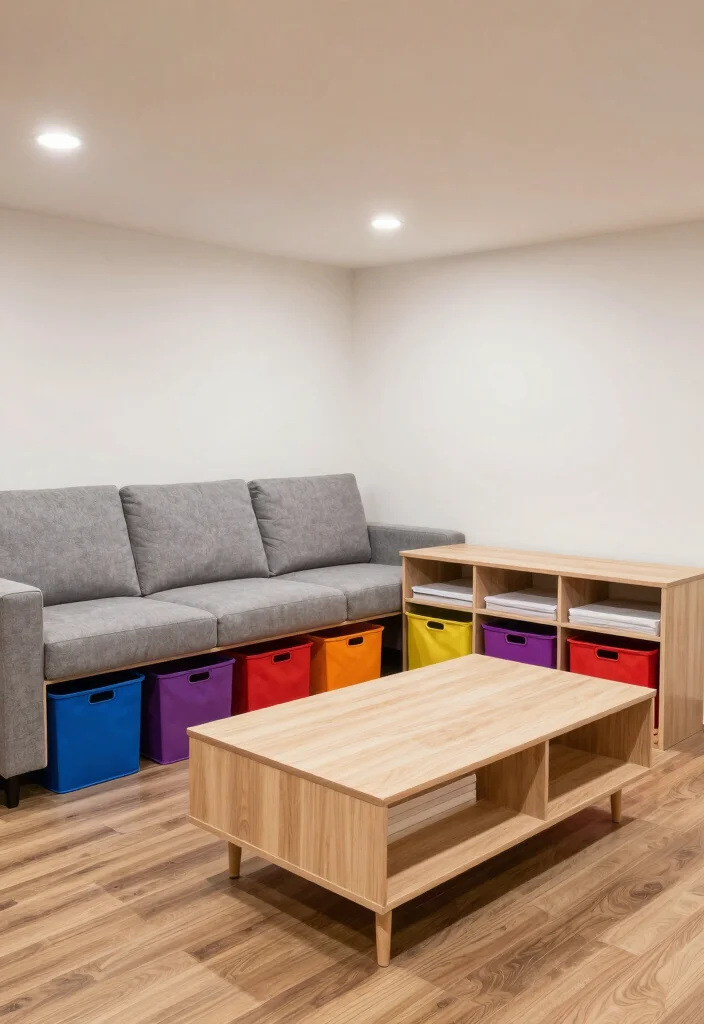 10 Low Basement Ceiling Ideas That Reduce the Closed In Feel 9. Choose Smart Storage Solutions 0