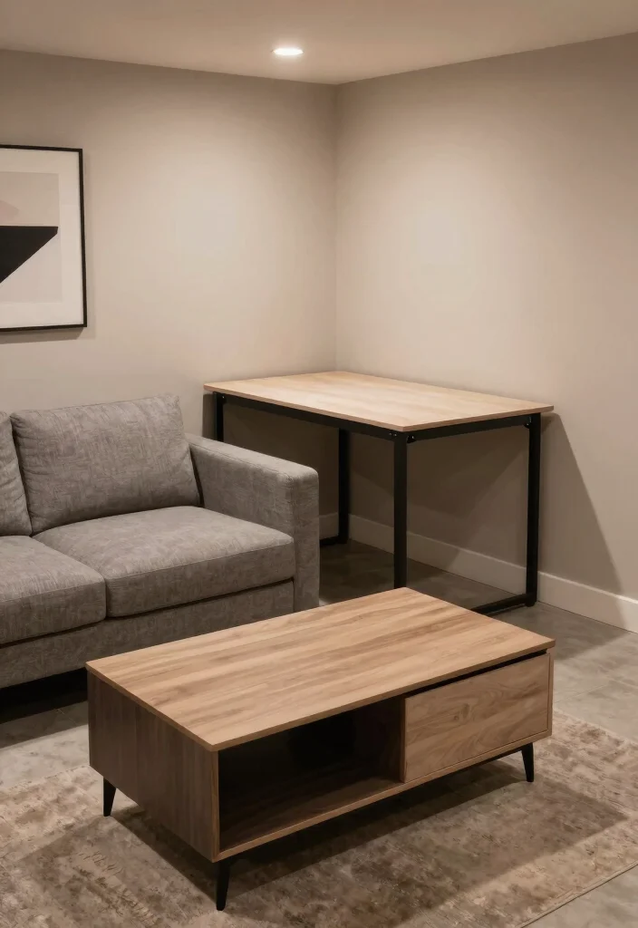 10 Narrow Basement Ideas to Maximize Every Inch 3 10 Narrow Basement Ideas That Use Every Inch Well 3. Multi Functional Furniture 0