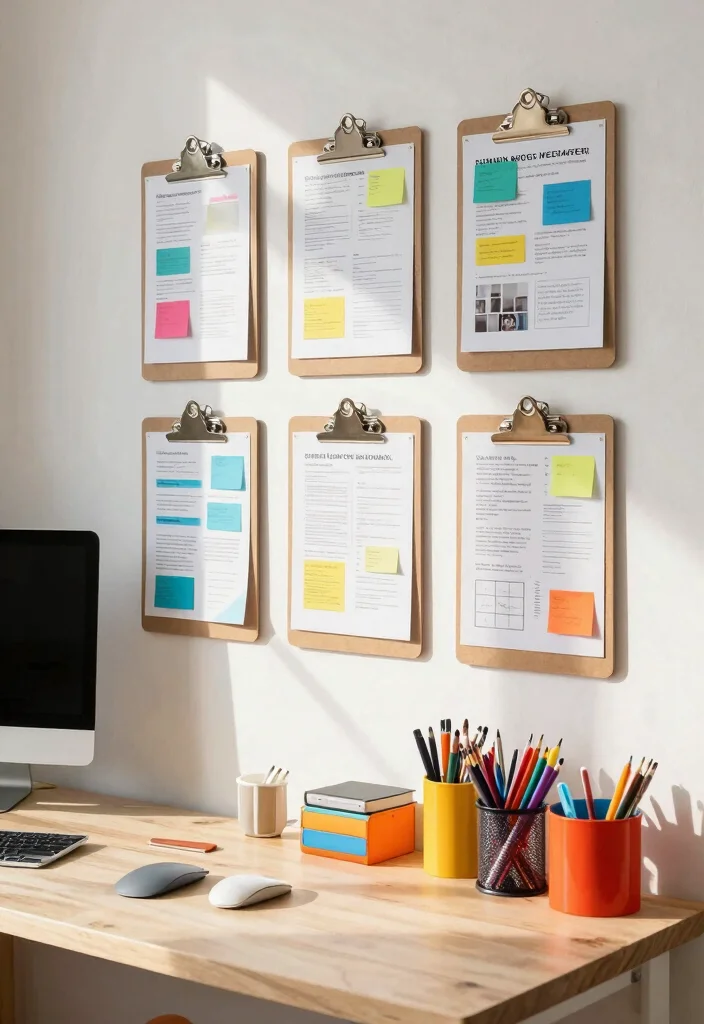 10 Office File Organization Ideas for Paper Control 10. Stylish Clipboards for Active Projects 0