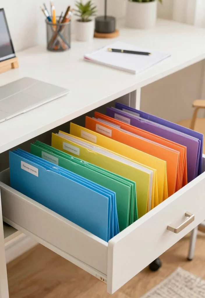 10 Office File Organization Ideas for Paper Control 4. Color Coded Filing System 0