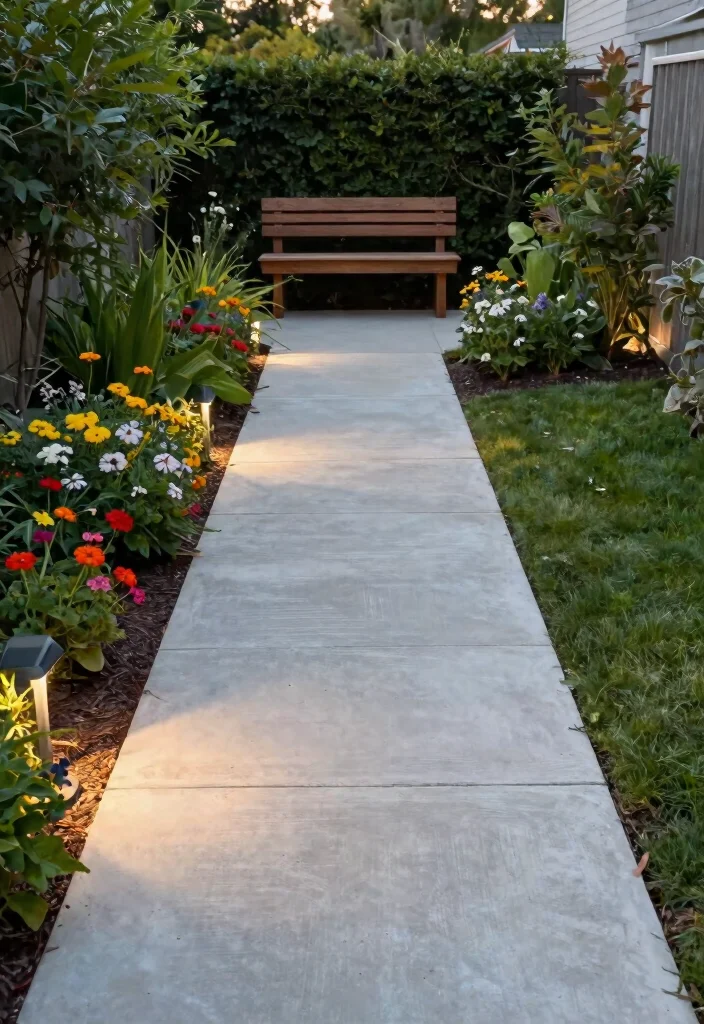 10 Paved Backyard Ideas for Low Maintenance Outdoor Spaces 2. Sleek Concrete Walkways 0