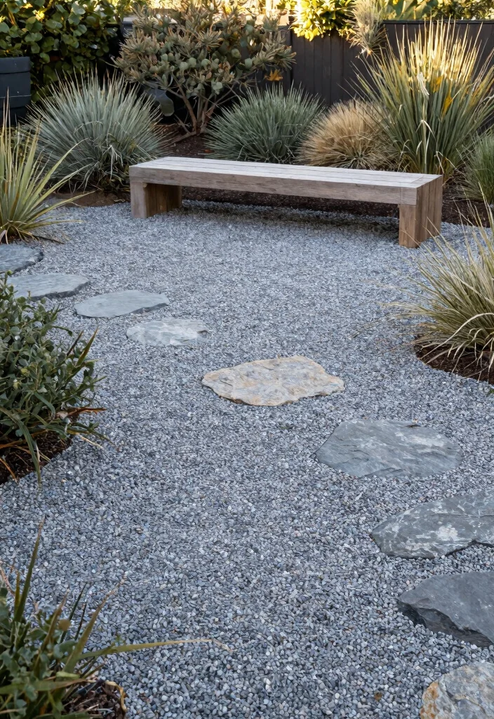 10 Paved Backyard Ideas for Low Maintenance Outdoor Spaces 4. Modern Gravel Spaces 0
