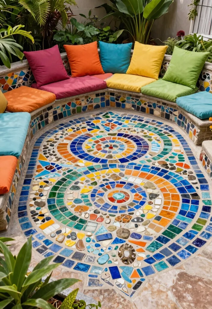 10 Paved Backyard Ideas for Low Maintenance Outdoor Spaces 8. Artistic Mosaic Designs 0
