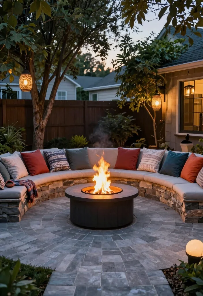 10 Paved Backyard Ideas for Low Maintenance Outdoor Spaces 9. Stylish Paved Fire Pit Areas 0