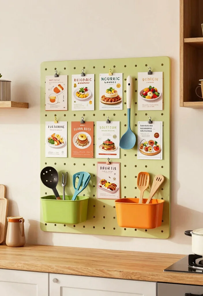 10 Recipe Organization Ideas for Home Cooks 6. Pegboard Recipe Display 0