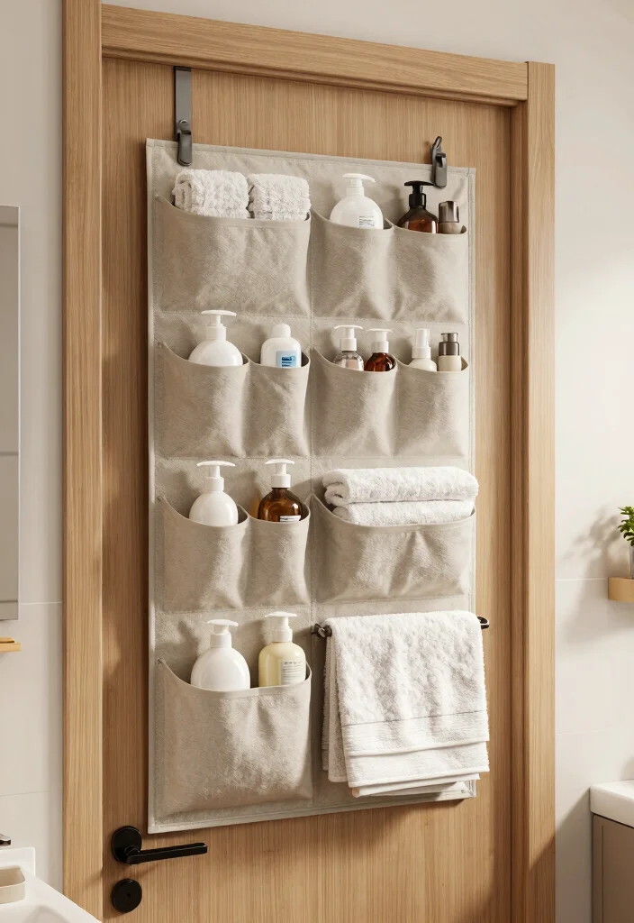 10 Restroom Organization Ideas for Small Bathrooms 4. Over the Door Organizers 0