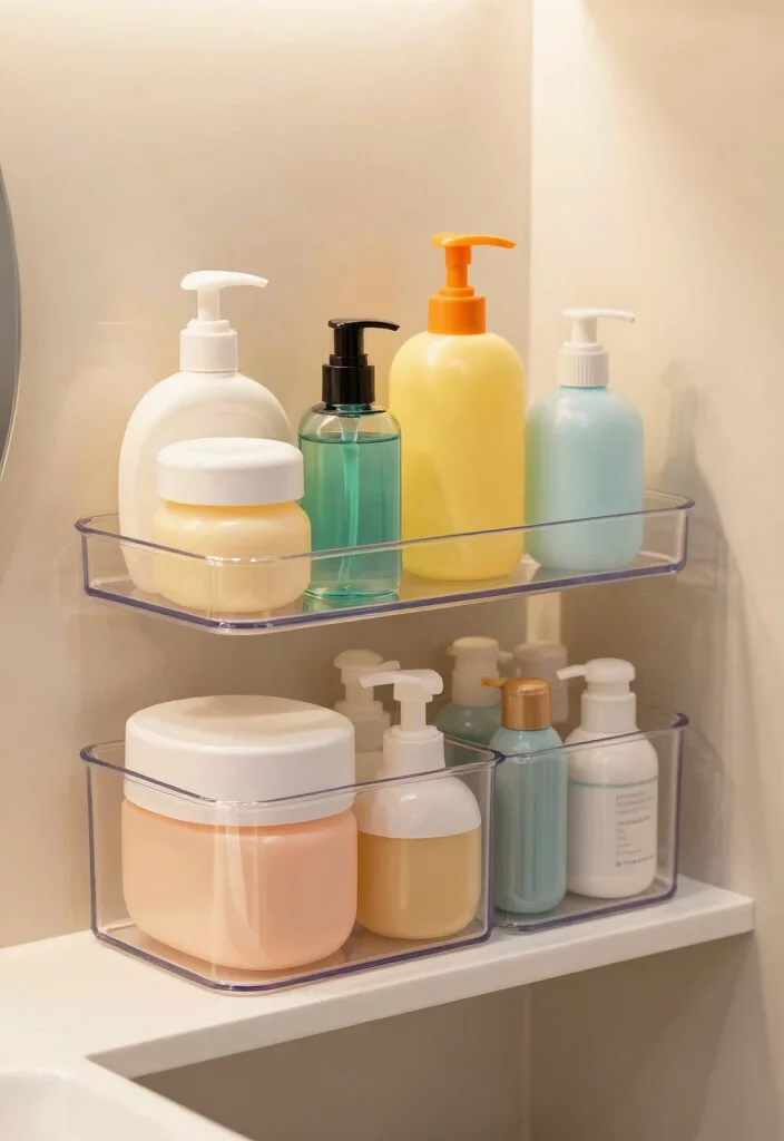 10 Restroom Organization Ideas for Small Bathrooms 7. Clear Containers for Visibility 0