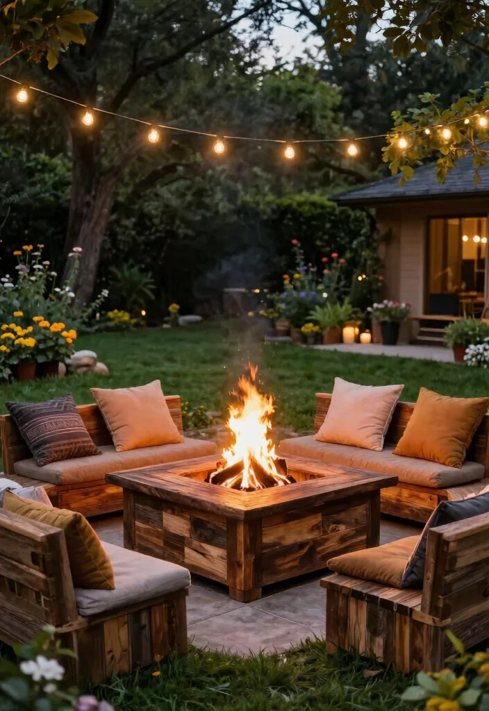 10 Square Fire Pit Backyard Ideas for Clean Modern Layouts 3. Wooden Square Fire Pit with Built In Seating 0