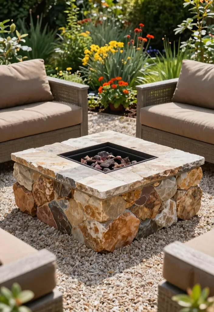 10 Square Fire Pit Backyard Ideas for Clean Modern Layouts 4. Natural Stone Square Fire Pit 0