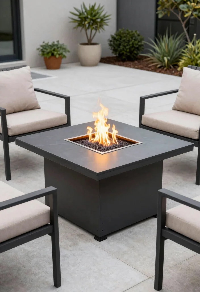 10 Square Fire Pit Backyard Ideas for Clean Modern Layouts 5. Fire Pit Table with Square Design 0