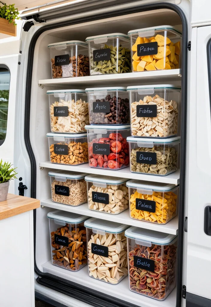 10 Van Organization Ideas for Work and Travel 7. Use Clear Containers 0