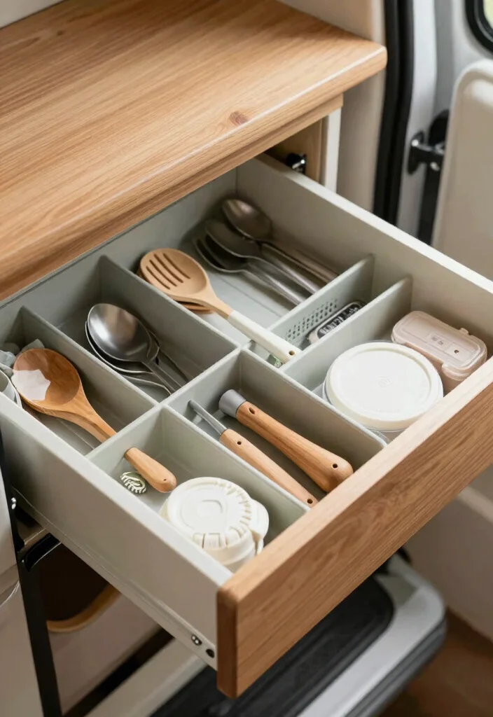 10 Van Organization Ideas for Work and Travel 9. Drawer Dividers 0