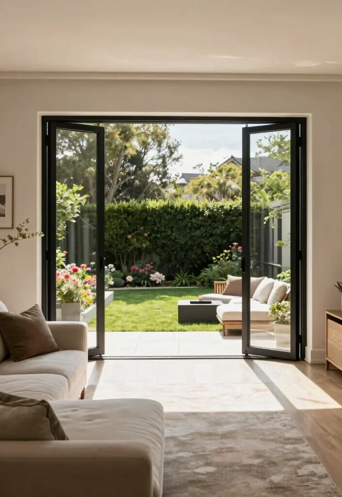 12 Backyard Door Ideas to Connect Indoors and Outdoors 1. Bi Fold Glass Doors for Open Concept Living 0
