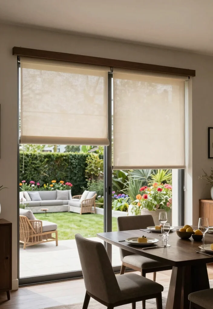 12 Backyard Door Ideas to Connect Indoors and Outdoors 11. Sliding Patio Doors with Integrated Shades 0