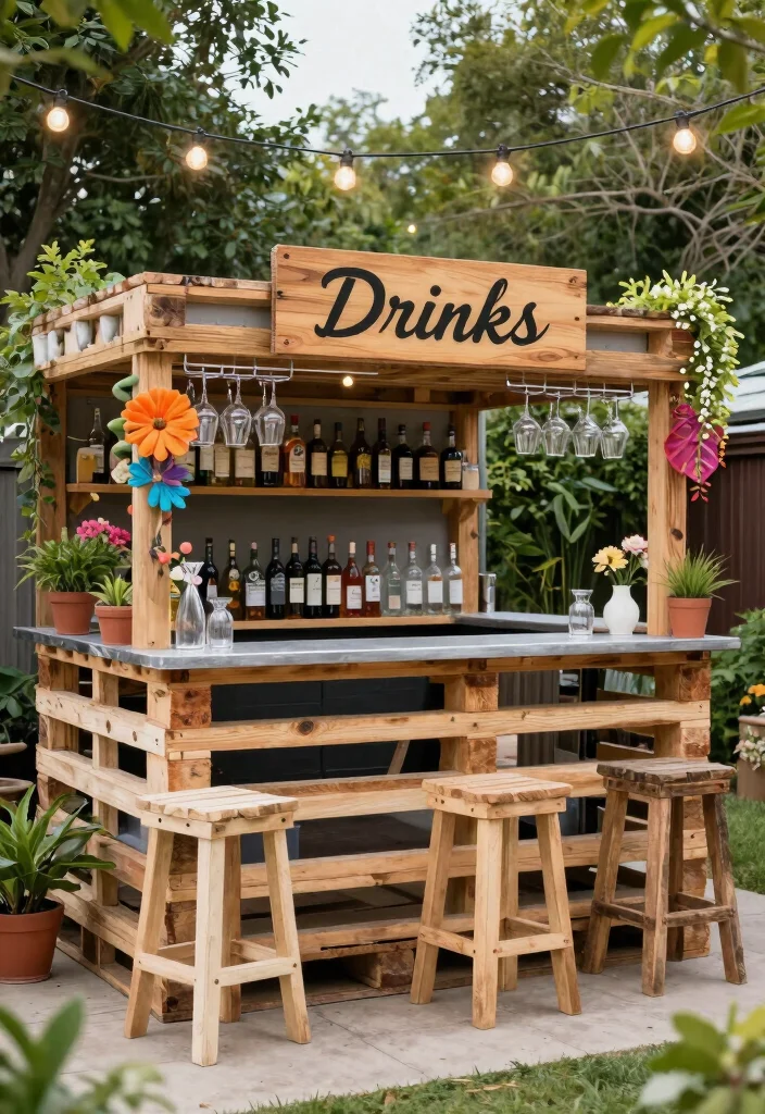 12 Backyard Pallet Ideas for DIY Furniture and Decor 4. Pallet Bar 0
