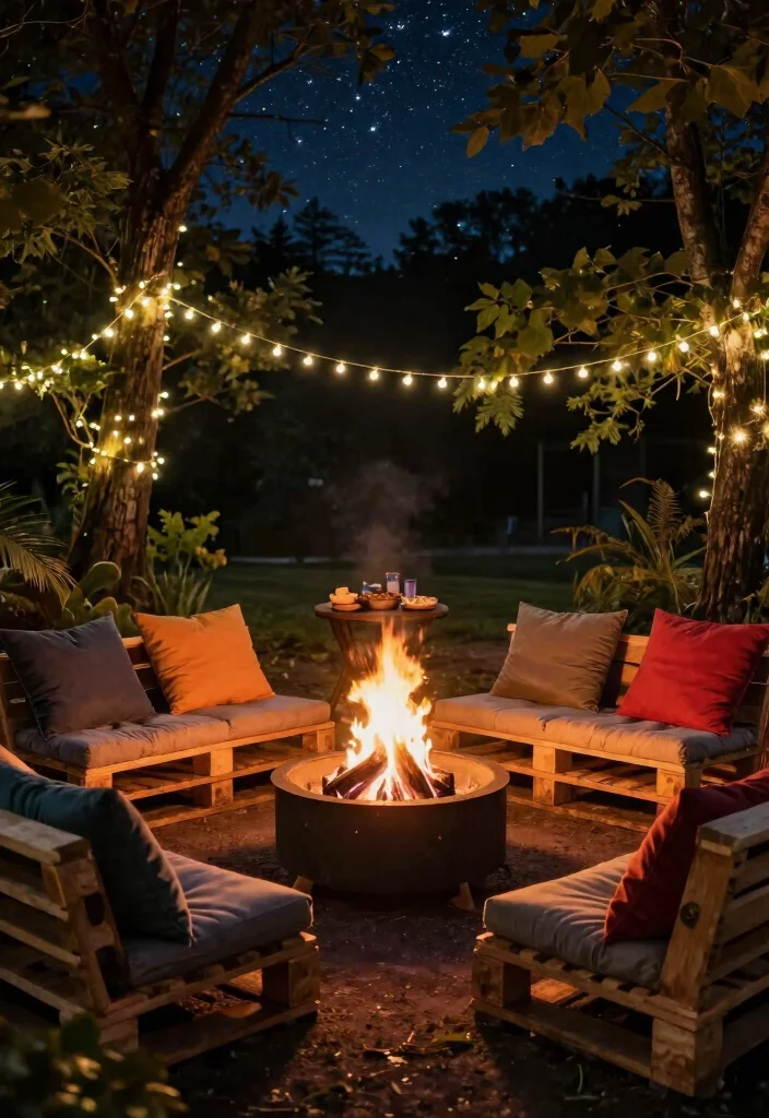 12 Backyard Pallet Ideas for DIY Furniture and Decor 5. Pallet Fire Pit Seating 0
