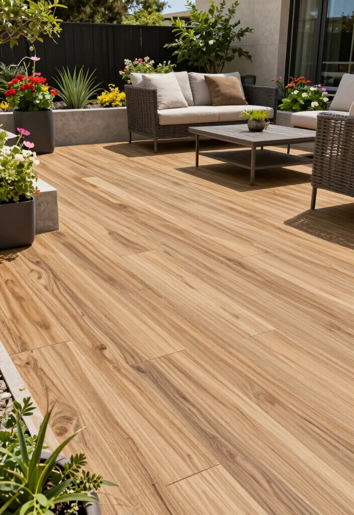 12 Backyard Tile Ideas for Durable and Stylish Outdoor Floors 61 12 Backyard Tile Ideas for Stylish and Durable Surfaces 11. Vinyl Tiles for Easy Maintenance 0