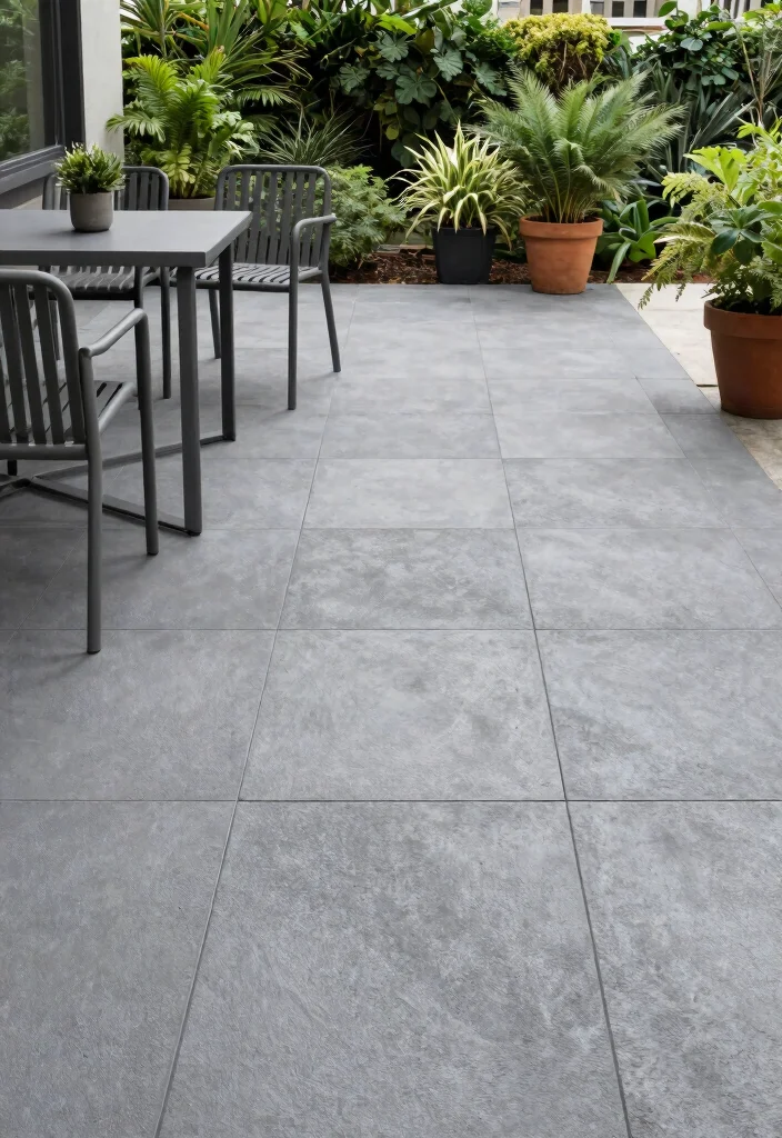 12 Backyard Tile Ideas for Durable and Stylish Outdoor Floors 62 12 Backyard Tile Ideas for Stylish and Durable Surfaces 12. Fiber Cement Tiles for Industrial Chic 0