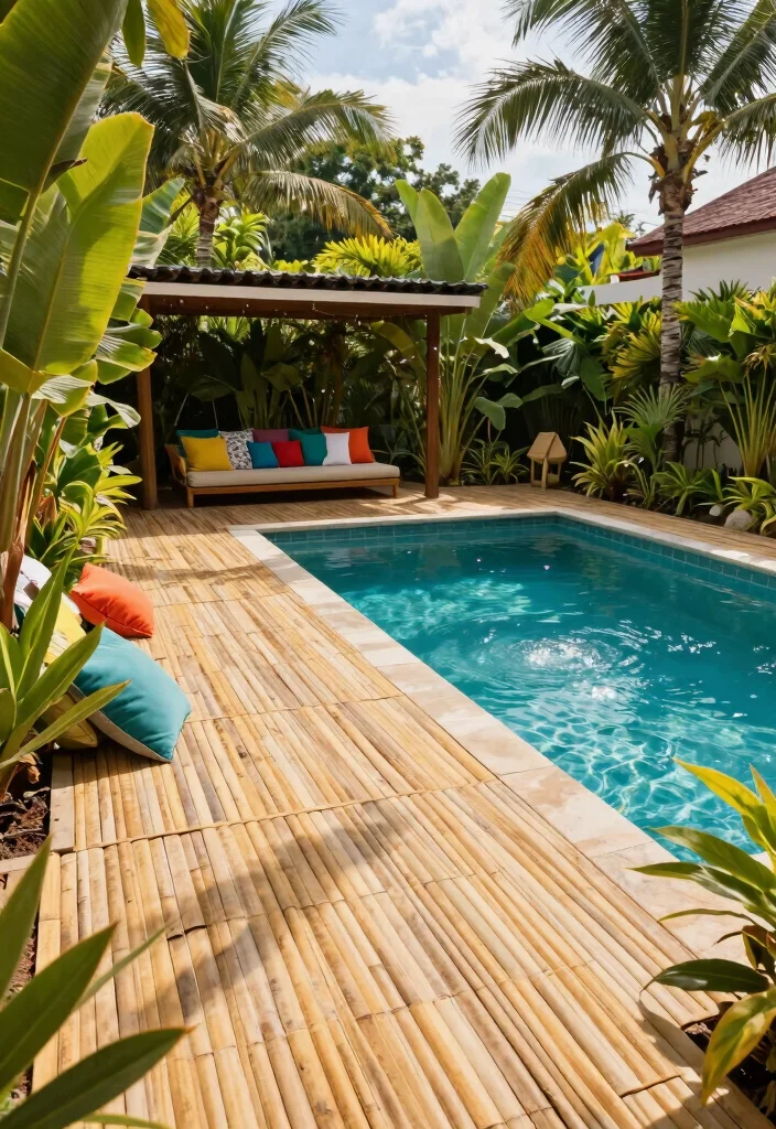 12 Backyard Tile Ideas for Durable and Stylish Outdoor Floors 25 12 Backyard Tile Ideas for Stylish and Durable Surfaces 5. Bamboo Tiles for a Tropical Vibe 0