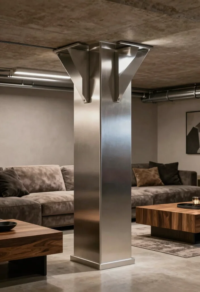 12 Basement Column Ideas to Blend Structure with Design 10. Metal Accents 0