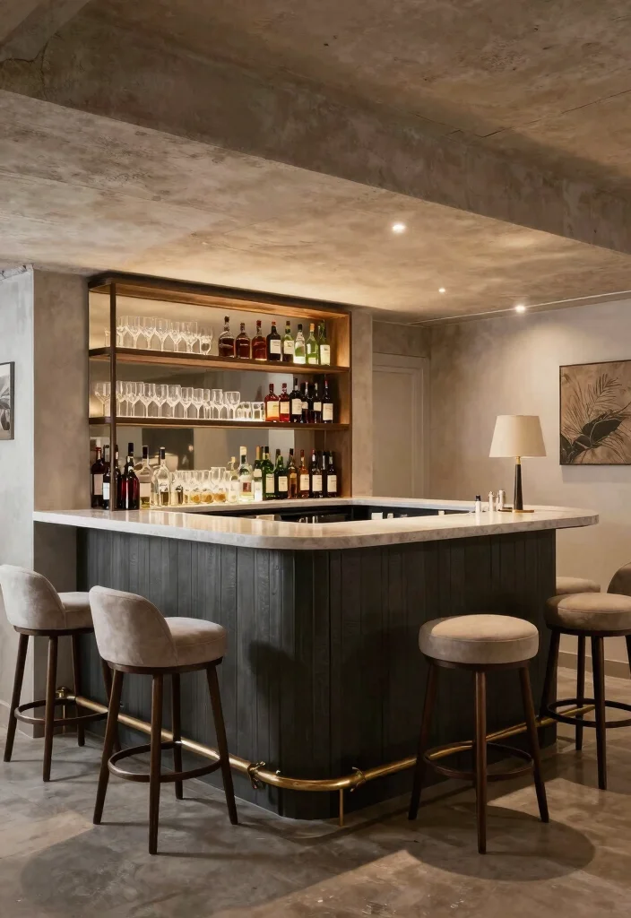 12 Basement Column Ideas to Blend Structure with Design 11. Functional Bar Columns 0
