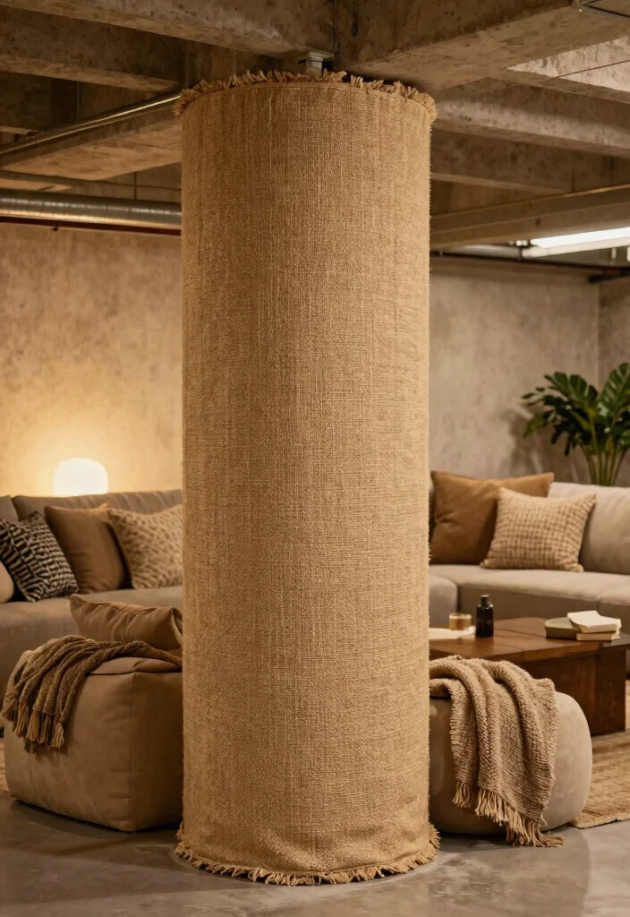 12 Basement Column Ideas to Blend Structure with Design 12. Textile Wraps for Softness 0