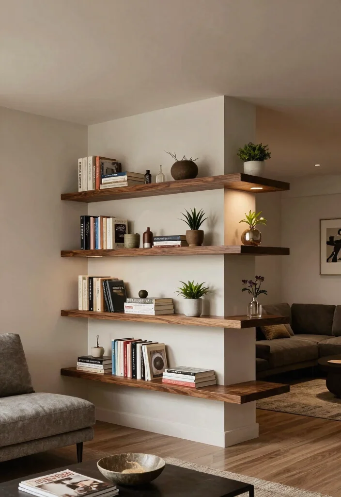 12 Basement Column Ideas to Blend Structure with Design 4. Column Supporting Shelves 0