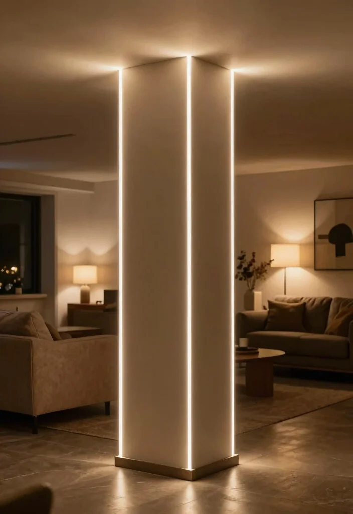 12 Basement Column Ideas to Blend Structure with Design 6. Integrated Lighting 0
